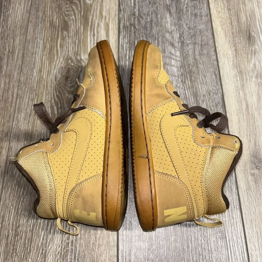 Nike Court Borough Mid Beige Khaki Kids Youth US Size 1.5Y 839978-700 High Top